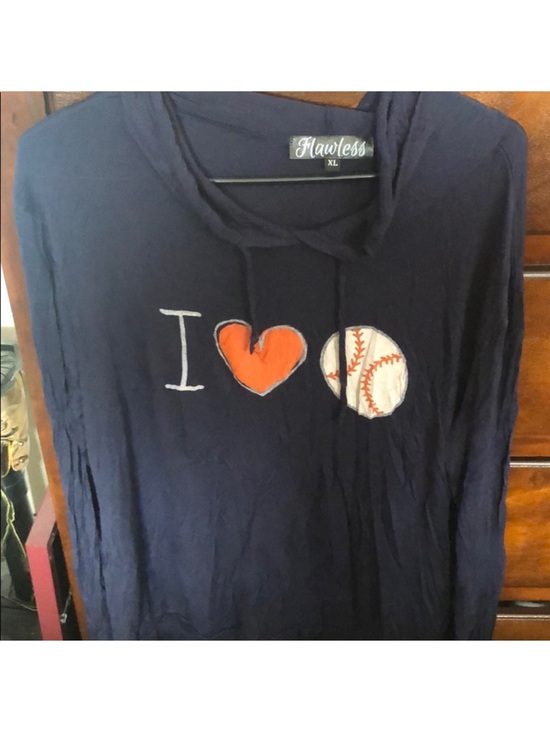 LAWLESS Tops - LAWLESS Navy Hoodie with I Heart Baseball Graphic